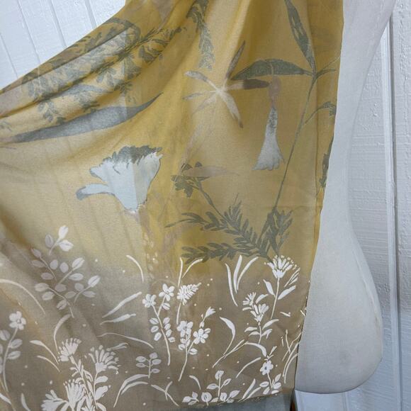 Basha Scarves Women Made in Italy Floral Head Neck Scarf Rectangle Gold Gray - Picture 7 of 9